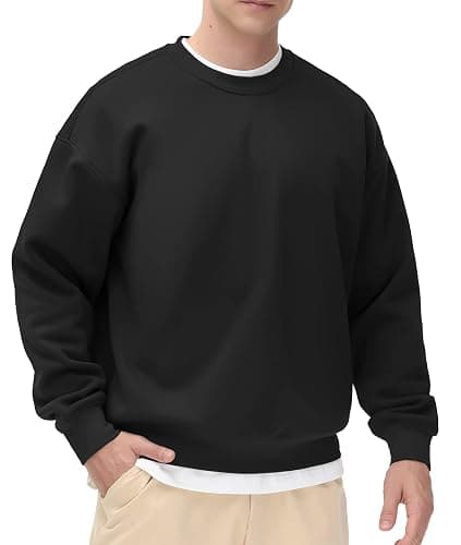 THE GYM PEOPLE Men's Fleece Crewneck Sweatshirt Thick Loose fit Soft Basic Pullover Sweatshirt - Image 1