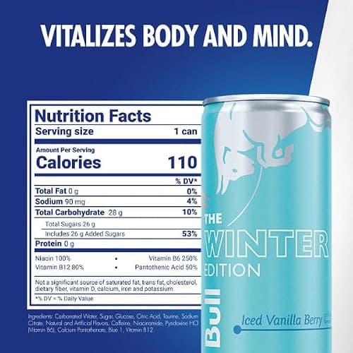 Red Bull Iced Vanilla Berry Energy Drink, with 80mg Caffeine plus Taurine & B Vitamins, 8.4 Fl Oz, Pack of 24 Cans thumbnail 3