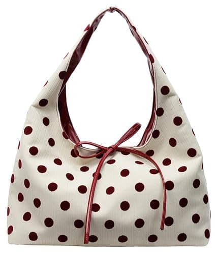 Polka Dot Tote Bag for Women Bow Tie Hobo Bags for Women Slouchy Tote Purse Large Shoulder Handbag Satchel for Travel Work - Image 1