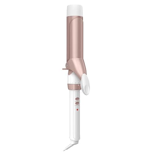 Conair Curling Iron, Double Ceramic, 1 1/2" Barrel, White/Rose Gold | Hair curler and hair waver for medium to long hair with 30 heat settings, built-in heat protection, a cool tip, and auto off - Image 1