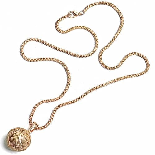 tenghong2021 14k Basketball Pendant Necklace Stainless Steel Necklace Sports Hiphop Necklace Basketball Pendant Necklace I Love Basketball Necklace for Men thumbnail 6