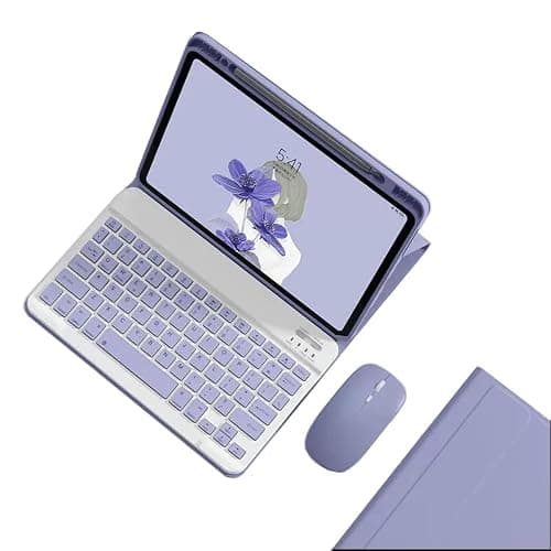 Keyboard Case Mouse for iPad A16 2025 (11th Gen,11"), iPad 10th Generation 10.9" 2022 Case with Rechargeable Removable Bluetooth Keyboard Cute Color Key,Purple - Image 1