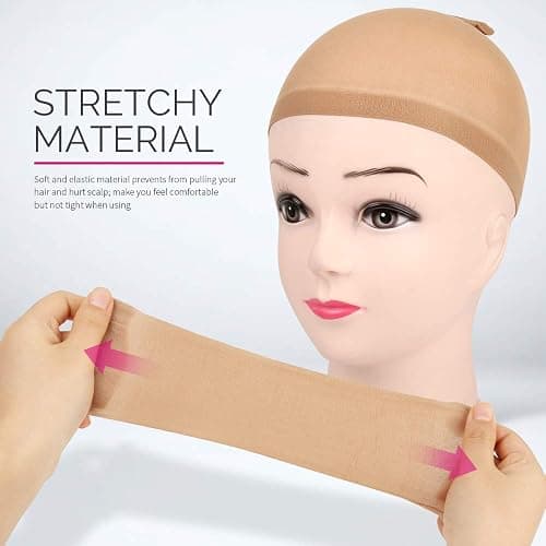 Fandamei 4 pieces Light Brown Stocking Wig Caps Stretchy Nylon Wig Caps for Women thumbnail 4