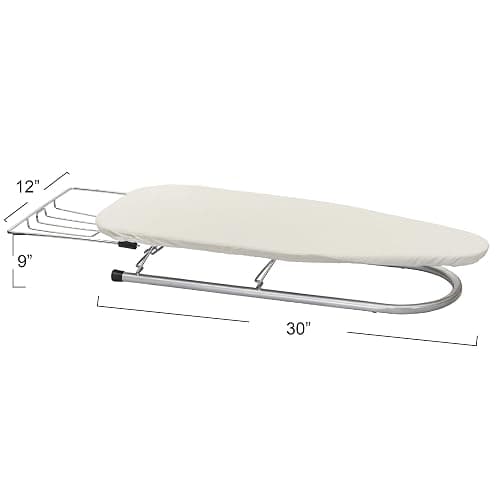 Household Essentials Tabletop Ironing Board, Compact Ironing Board with Iron Rest, Includes Door Hang, Perfect for Dorms and Small Spaces, 12 x 30", Silver thumbnail 3