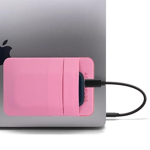 Afterplug 2-Pocket Adhesive Pouch for Laptop, Compatible with External Portable SSD, Magic Mouse, USB Cable and More - Pink thumbnail 2