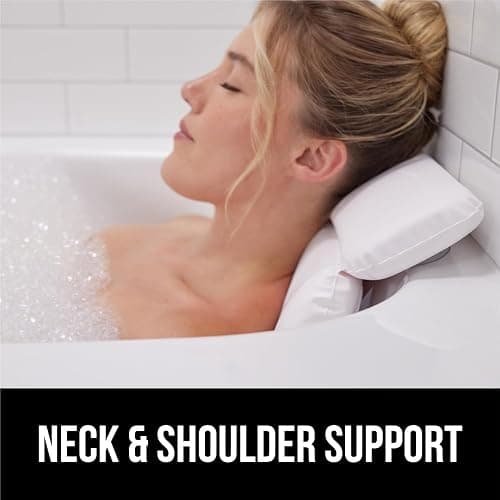 GORILLA GRIP Bath Pillow for Tub, Headrest for Neck and Back Support, Luxury Bathtub Pillows, Hot Tub Cushions, Bathroom Accessories for Women, Relaxing Spa Gifts for Mom Wife Girlfriend 2 Panel White thumbnail 8