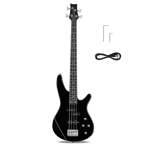 Ktaxon 4 String Electric Bass Guitar, Full Size Standard Right Handed Rosewood Fingerboard Beginner Kit with Cable Wrench Tool (Black) - Image 1