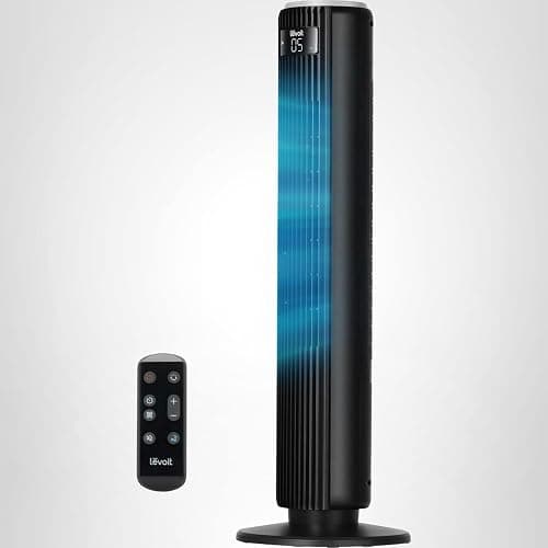 LEVOIT Classic 36 inch Tower Fan for Bedroom, 25ft/s Airflow Standing Fan that Blows Cold Air for Home, 90° Oscillation, Quiet 28dB, Remote, 12H Timer, 5 Speeds, 4 Modes with Smart Sensor, Black thumbnail 9