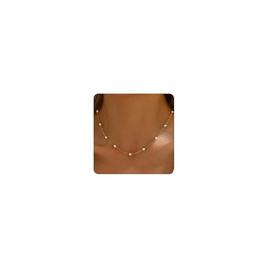 Jewigo Pearl Necklaces for Women 18K Gold Plated Pearl Necklace Dainty Pearls Pendant Necklace Simple Bridesmaid Wedding Jewelry Gift - Image 1