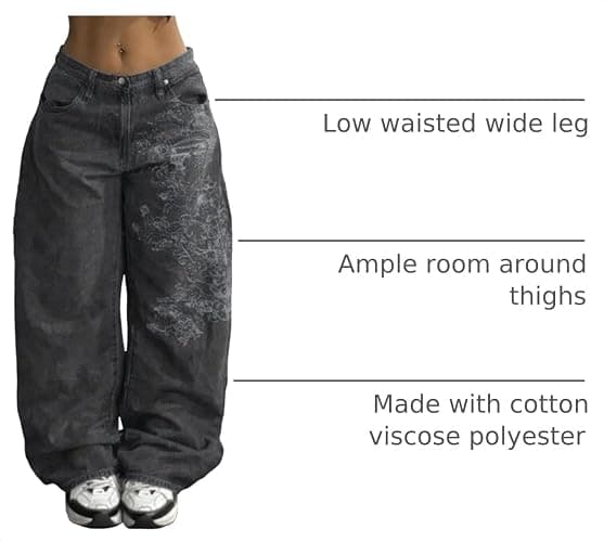 EMMIOL Women Boyfriends Hip Hop 90s Vintage Baggy Jeans Loose Denim Pants Mid Waist Jeans thumbnail 4