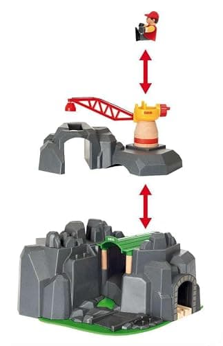 BRIO World - 33889 Crane & Mountain Tunnel | 7 Piece Toy Train Accessory for Kids | Interactive Play | FSC Certified Wood | Perfect for Ages 3 and Up thumbnail 7