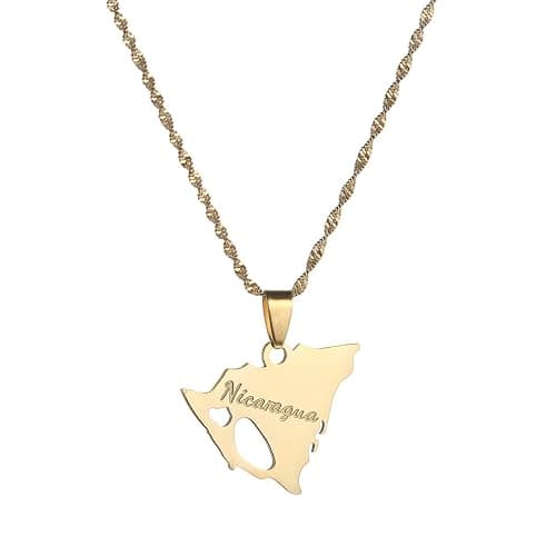 Stainless Steel Nicaragua Map Pendant Necklace for Women Nicaraguans Maps Patriotic Charm Jewelry Gifts - Image 1