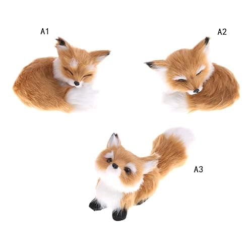 GUDVES Simulation Brown Fox Toy Furs Squatting Fox Model Home Decoration Animals World with Static Action Figures (Fox Toy) thumbnail 9