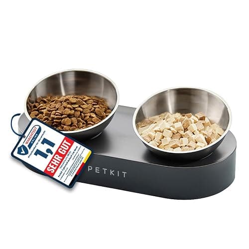PETKIT Cybertail Ciotole per Gatti, Ciotola Rialzata,in Acciaio Inossidabile,Inclinata,Antiscivolo,Anti Fuoriuscita,per Gatti e Cani di Piccola Taglia - Image 1