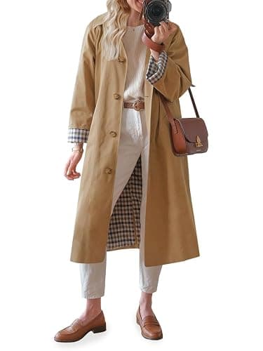 Tankaneo Long Trench Coat, Single Breasted Oversized - Image 1