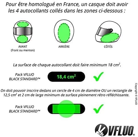 VFLUO - Kit 4 Bandes Stickers Rétro Réfléchissants Casque Moto - Autocollants Homologués Dimensions FR - Haute Visibilité, Technologie 3M™ - Couleurs et Design - Adhérence maximale thumbnail 7