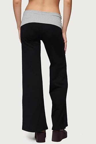 Keliholiyu Flare Legging Women Y2K Fold Over Low Rise Baggy Yoga Lounge Pants Wide Leg Foldover Bell Bottoms Priscilla Pants thumbnail 4