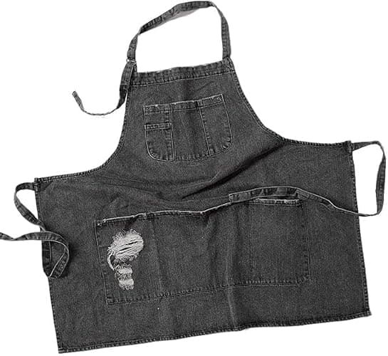 Jowcud Denim Apron With 5 Pockets for Kitchens,Hairstylist Aprons for Women Men,Adjustable Bib Jean Apron for Arts Cafe Work thumbnail 4