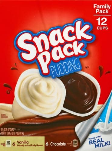Snack Pack Chocolate and Vanilla Pudding Cups FamilyPack, 3.25 Ounce (Pack of 24) thumbnail 4