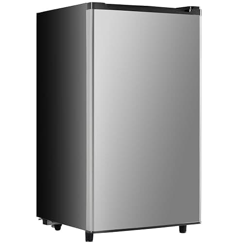 Sweetcrispy 3.2 Cu.Ft Mini Fridge with Freezer Small Refrigerator Single Door Adjustable Thermostat Energy-efficient Low Noise, Compact Fridge for Bedroom, Office, Dorm (Silver Door) thumbnail 2