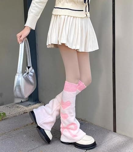 WODECASA Girls Kawaii Leg Warmers Knitted Flared Leg Sleeves Goth Crochet Baggy Cuff Ankle Heap Socks thumbnail 5