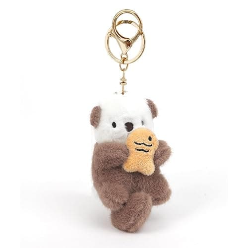 Molishan Otter Keychain Plush Bag Charm for Women Bag, Cute Keychain Ring for Backpacks Car Key - Image 1