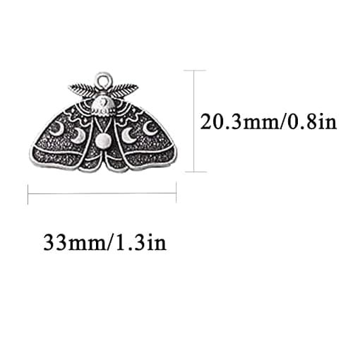 20pcs Moth Gothic Pendant, Moon Star Charm Witch Jewelry Vintage Alloy Animal Halloween Charm for Jewelry Making DIY Bracelet Necklace Earrings Crafts Bulk Jewelry Accessories thumbnail 2