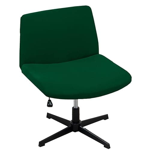 WYLEBER Stretch Armless Chair Covers,Swivel Criss Cross Chair Covers Slipcovers,Mid Back Wide Seat Office Desk Accent Chair Cover for Offices,Bedrooms,Dressers(Dark Green) - Image 1