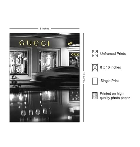 Poster of Gucci Wall Art Decorations - 8x10 Glam Designer Wall Decor - Luxury High Fashion Design Wall Decor - Glamour Wall Art for Living Room - Designer Gifts for Women Print thumbnail 2