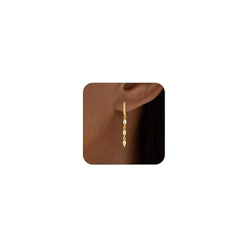 Tituthia Gold Earrings for Women Trendy, Simple Dainty 14K Gold Plated Paperclip Square Chain Link Dangle Hoops Earrings Pin Stud Huggie Earrings Lightweight Hypoallergenic Minimalist Aesthetic Gold Jewelry for Christmas Gifts - Image 1