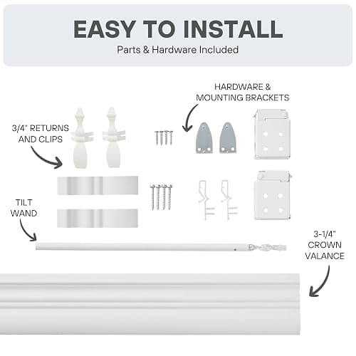 Lotus & Windoware Cordless, 2 Inch Faux Wood Blind, 34.5" Wide x 60" Long, Window Blinds, Blinds & Shades, Blinds for Indoor Windows, Embossed, Bright White thumbnail 5