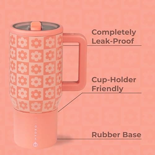 HydroJug Kids - 20 oz Insulated Kids Water Bottle with Flip Straw & Handle | Leak-Proof & Durable | Perfect for School, Sports, Lunch, Travel & Camp, Daisy Checkers thumbnail 3