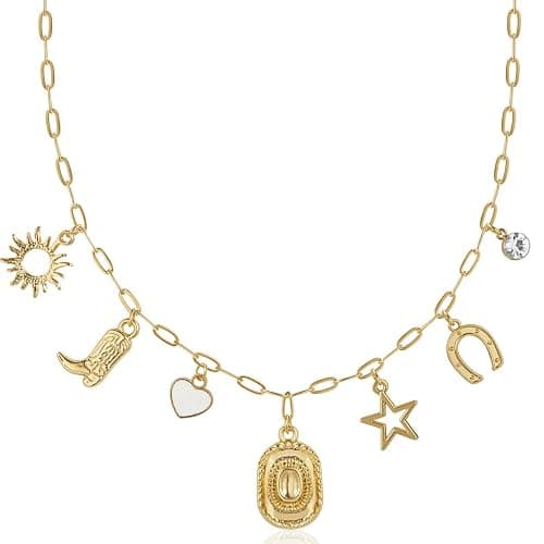 Humble Chic NY Gold Charm Necklace for Women - Paperclip Chain Necklace with Trendy Charms, Chunky Statement Necklace - Image 1