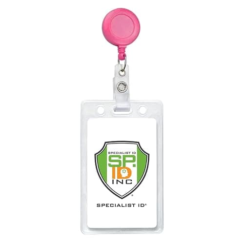 5 Pack - Hot Pink Badge Reels - Retractable ID Holders with Zip Cord Bright Neon Pink with Metal Belt Clip by Specialist ID (Pink) thumbnail 4