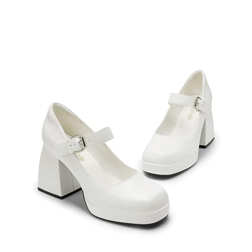 DREAM PAIRS Women's Mary Jane Platform Chunky High Heels | Square Toe Strappy Dress Wedding Party Pumps Shoes with 3.7" Heel, Padded Comfort, and All-day Stability thumbnail 5