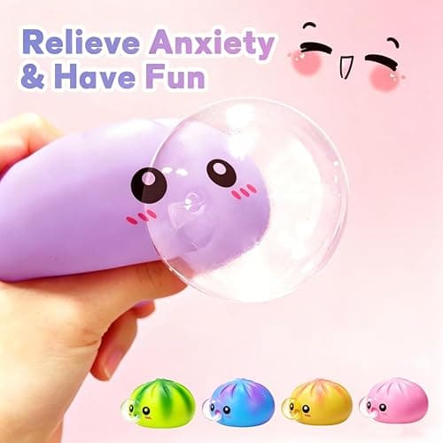 Colorful Yellow Squishy Dumplings Mystery Box,New Dumplings Squishys Blow Bubbles,Toy Dumplings Stress Balls Fidget Sensory Balls,Rainbow Dumplings,Cute Anxiety Relief Fidget thumbnail 3