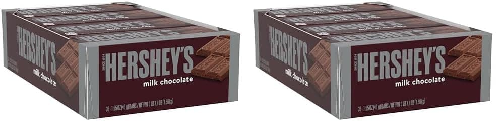 HERSHEY'S Milk Chocolate Candy Bars 1.55 oz, 36 Count (Pack of 2) - Milk Chocolate - 1.55 Ounce (Pack of 72) - Image 1