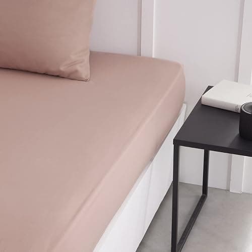 TODAY Essential - Drap Housse 90X190 cm 1 Personne 100% Coton Uni, Rose des Sables - Rose des Sables - 90 x 190 cm - Image 1