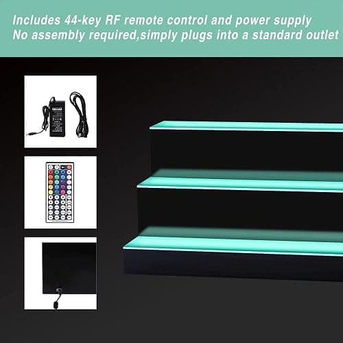 MESAlLUP Acrylic 60 Inch 3 Tier Detachable LED Lighted Liquor Bottle Display Shelf with Remote Control, Mulit Colorl Lighting Shelves for Home Mini Bar Restaurants & Party Use(Without Power Bank) - 20 Colors - 3 Step 60 Inches thumbnail 7