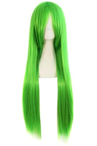 MapofBeauty 32" 80cm Long Straight Anime Costume Cosplay Wig Party Wig (Fluorescent Green) - Fluorescent Green - Image 1