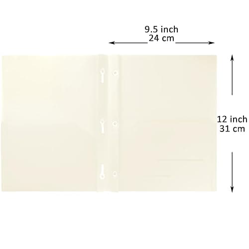 Youngever 6 Pack Heavy Duty Plastic Two Pocket Folders with 3 Prongs, Metal Prongs Fastener, Heavy Duty Plastic 2 Pocket Folder (Cream) thumbnail 3