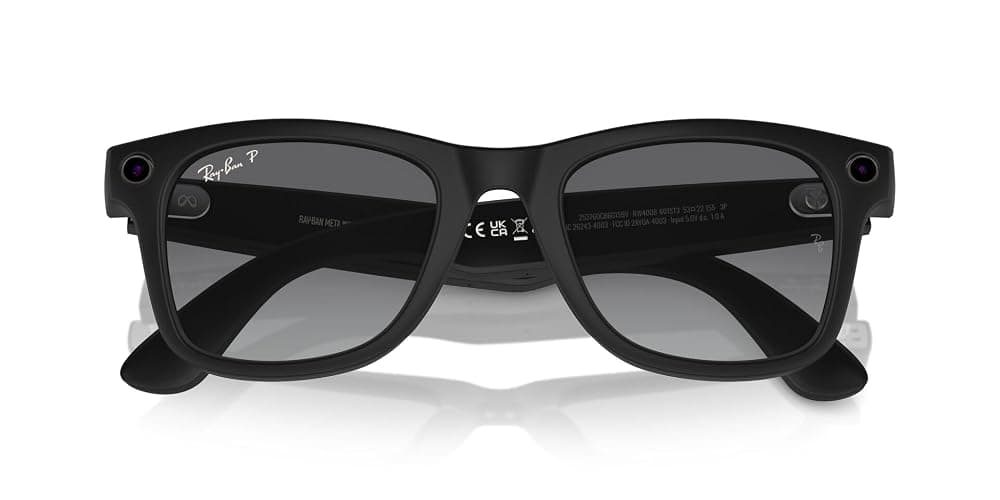 Ray-Ban Meta (Gen 1), Wayfarer, Large Matte Black | Smart AI Glasses for Men, Women - 12 MP Camera, Open-Ear Speakers, Video, Bluetooth — Polarized Gradient Graphite Lenses - Wearable Technology thumbnail 9