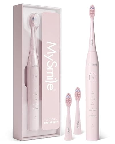 MySmile DY156 Electric Toothbrush for Adults, Rechargeable Sonic Battery Toothbrush Portable with 3 Brush Heads, 2 Mins 5 Modes Smart Timer, 45000VPM, One Charge for 60 Days - Pink - Image 1
