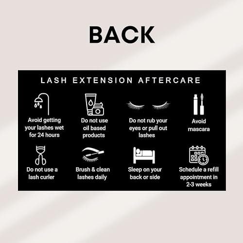 Lash Extension Aftercare Card | 50 Pack | Lash Aftercare Instruction Minimalist Cards Double Sided Size 3.5 x 2 inches Eye Lash Aftercare Kit for Clients with 2-3 Week Refill Instruction thumbnail 4