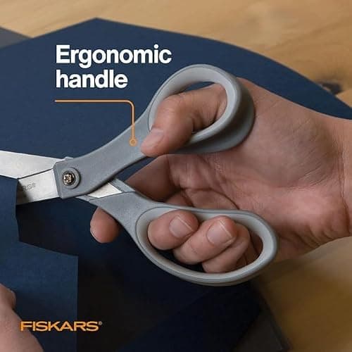 Fiskars All Purpose Scissors, High Performance Cutting, Stainless Steel Blades, Ergonomic and Comfort Handles, Perfect for Arts and Crafts and The Office, Scissors for Office | For Paper, Cardboard & Photos, Precision Stainless Steel Blades, Ergonomic SoftGrip Handles for Comfort & Control thumbnail 4