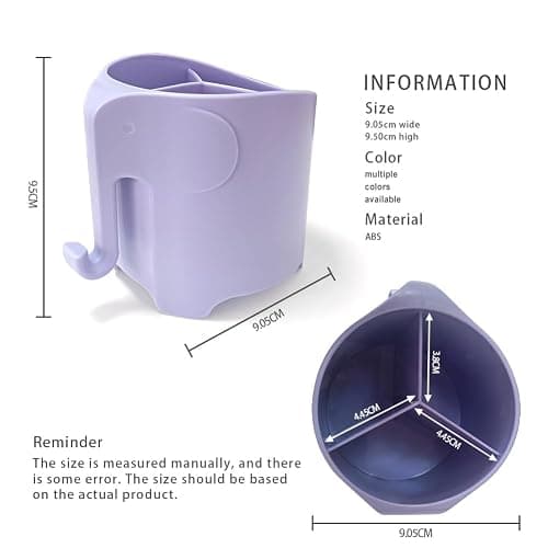 Hippywell Kids Toothbrush Holder, Cute Elephant Toothbrush Holders for Toddler, Toothbrush Toothpaste Holder for Bathroom, Toothbrush Organizer with 3 Slots and a Hook, Purple thumbnail 4