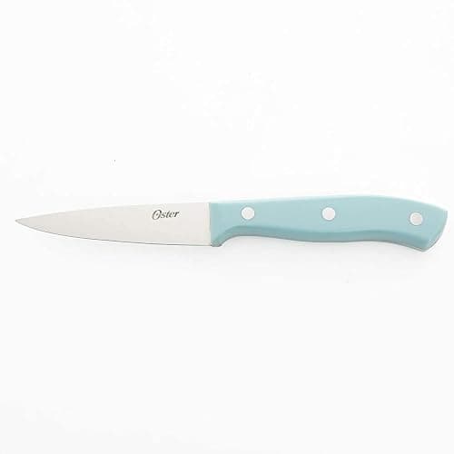Oster Evansville 14 Piece Stainless Steel Cutting Kitchen Knife Cutlery Set with Wooden Block Holder and Knife Sharpener, Turquoise thumbnail 7