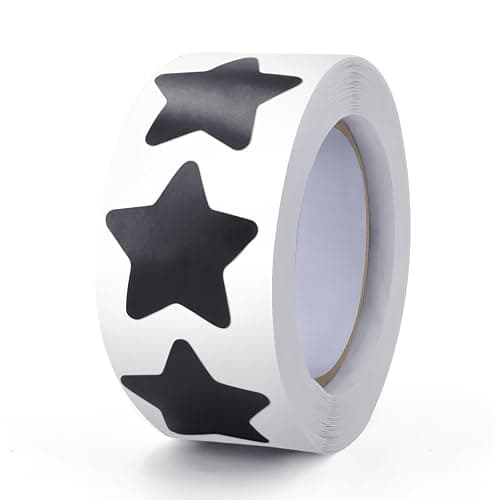 Meitaat Black Star Stickers Roll 1 Inch Self-Adhesive Stars Labels Waterproof Removable for Children Teacher Business 500 PCS - Image 1