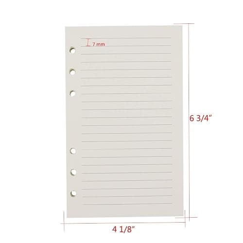 6-Ring A6 Binder/Planner Refill Paper, 6 Hole,6 3/4 x 4 1/8 Inches Refillable White Paper for Loose Leaf Binder Notebook Diary Traveler Journal Inserts, 80 Sheets/160 Pages,Lined thumbnail 2