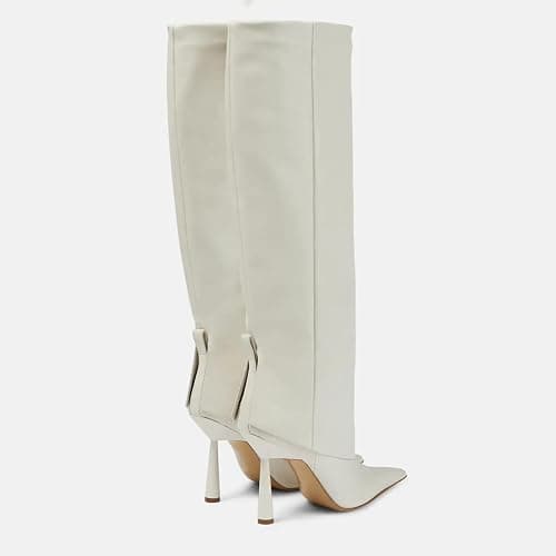 Vertundy Women's Fold Over Boots - Pointed Toe Stiletto Heel Slip On Knee High Boot Fashion Sexy Dress Boot thumbnail 3